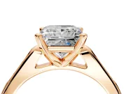 Solitaire Engagement Ring Setting for Princess Cut Center with Channel Accents and Prong Head in Rose Gold