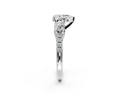 3 Stone Engagement Ring Setting for Pear-Shaped Center with Crossover Basket, Pave Band and Prong Head in Platinum