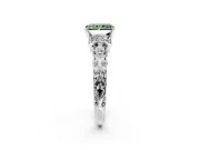 Solitaire Engagement Ring Setting for Fancy Green Radiant Cut Center with Filigree Band and Prong Head in Platinum