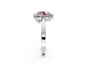 Starburst Halo Engagement Ring Setting for Fancy Pink Heart-Shaped Center with Flat Cathedral Band and Prong Head in Sterling Silver