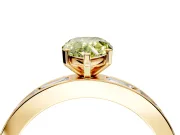 Solitaire Engagement Ring Setting for Fancy Yellow Pear-Shaped Center with Channel Baguette Band and Prong Head in Yellow Gold