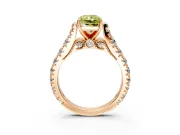 Solitaire Engagement Ring Setting for Fancy Yellow Radiant Cut Center with Pave Cathedral Shoulders and Prong Head in Rose Gold
