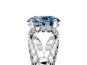 Halo Engagement Ring Setting for Fancy Blue Oval Center with Rope Twist Split Shank and Prong Head in Platinum