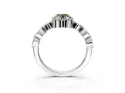 Vintage Station Engagement Ring Setting for Fancy Green Oval Center with Accents and Prong Head in White Gold
