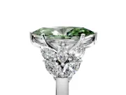 Leaf Cluster Engagement Ring Setting for Fancy Green Marquise Center with Marquise Accents and Prong Head in Sterling Silver