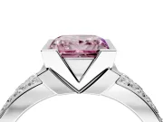 Bezel Engagement Ring Setting for Fancy Pink Princess Cut Center with Wide Channel-Set Band and Bezel Head in Platinum
