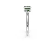 Hidden Halo Engagement Ring Setting for Fancy Green Princess Cut Center with Plain Rounded Band and Prong Head in Sterling Silver
