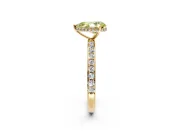 Hidden Halo Engagement Ring Setting for Fancy Yellow Pear-Shaped Center with Pave Band and Prong Head in Yellow Gold
