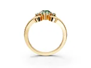 Solitaire Engagement Ring Setting for Fancy Green Pear-Shaped Center with Twisted Band and Scroll Prong Head in Yellow Gold