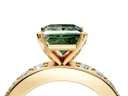 Solitaire Engagement Ring Setting for Fancy Green Princess Cut Center with Channel-Set Accents and Prong Head in Yellow Gold