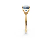 Minimalist Solitaire Engagement Ring Setting for Fancy Blue Princess Cut Center with Thin Band and Prong Head in Yellow Gold