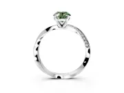 Side Accent Engagement Ring Setting for Fancy Green Oval Center with Accent Shoulders and Prong Head in White Gold