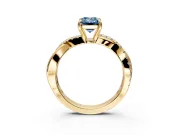 Crossover Engagement Ring Setting for Fancy Blue Emerald Cut Center with Pave and Plain Strands and Prong Head in Yellow Gold