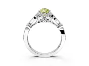 Solitaire Engagement Ring Setting for Fancy Yellow Pear-Shaped Center with Marquise and Bezel Accents and Prong Head in Sterling Silver