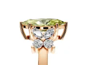 Floral Engagement Ring Setting for Fancy Yellow Marquise Center with Marquise Cluster Shoulders and Prong Head in Rose Gold