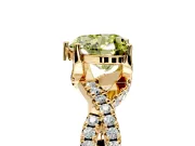 Solitaire Engagement Ring Setting for Fancy Yellow Heart-Shaped Center with Narrow Twist Pave Band and Prong Head in Yellow Gold