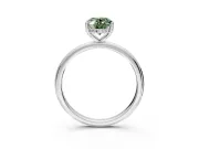 Hidden Halo Engagement Ring Setting for Fancy Green Oval Center with Thin Round-Wire Band and Prong Head in Sterling Silver