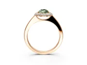 Halo Engagement Ring Setting for Fancy Green Pear-Shaped Center with Plain Tapered Band and Prong Head in Rose Gold