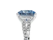 Solitaire Engagement Ring Setting for Fancy Blue Radiant Cut Center with Twisted Pave Split Shank and Prong Head in Sterling Silver