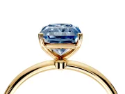 Solitaire Engagement Ring Setting for Fancy Blue Radiant Cut Center with Straight Thin Band and Prong Head in Yellow Gold