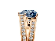 Split Shank Engagement Ring Setting for Fancy Blue Heart-Shaped Center with Pave Split Shank and Prong Head in Rose Gold
