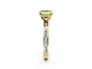 Solitaire Engagement Ring Setting for Fancy Yellow Asscher Cut Center with Channel Baguette Band and Prong Head in Yellow Gold