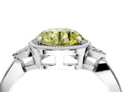 Cluster Engagement Ring Setting for Fancy Yellow Round Cut Center with Milgrain Shoulder Clusters and Prong Head in Platinum