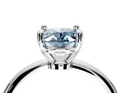 Minimalist Solitaire Engagement Ring Setting for Fancy Blue Oval Center with Thin Band and Prong Head in White Gold