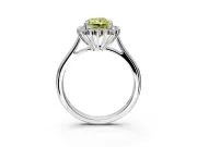 Starburst Halo Engagement Ring Setting for Fancy Yellow Radiant Cut Center with Thin Round-Wire Band and Prong Head in Platinum