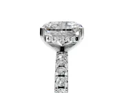 Solitaire Engagement Ring Setting for Radiant Cut Center with Band of Accents and Prong Head in Platinum