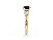 3 Stone Engagement Ring Setting for Fancy Black Round Cut Center with Large Pear-Shaped Accents and Prong Head in Yellow Gold