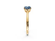 Solitaire Engagement Ring Setting for Fancy Blue Cushion Cut Center with Narrow Cathedral Band and Prong Head in Yellow Gold
