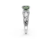 Solitaire Engagement Ring Setting for Fancy Green Asscher Cut Center with Filigree Accent Basket and Prong Head in Platinum