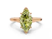 Solitaire Engagement Ring Setting for Fancy Yellow Marquise Center with Cathedral Band and Prong Head in Rose Gold