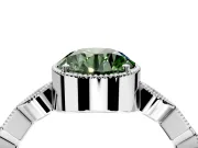 Milgrain Bezel Engagement Ring Setting for Fancy Green Round Cut Center with Marquise Stations and Bezel Head in Platinum