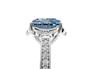 Floral Engagement Ring Setting for Fancy Blue Radiant Cut Center with Four Accent Clusters and Prong Head in Sterling Silver