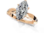 Solitaire Engagement Ring Setting for Marquise Center with Carved Leaf Shoulders and Prong Head in Rose Gold