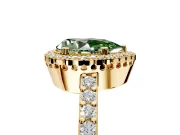 Halo Engagement Ring Setting for Fancy Green Pear-Shaped Center with Inner Milgrain Border and Prong Head in Yellow Gold