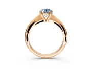 Solitaire Engagement Ring Setting for Fancy Blue Oval Center with Reverse Tapered Band and Prong Head in Rose Gold