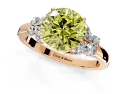 Solitaire Engagement Ring Setting for Fancy Yellow Round Cut Center with Marquise Flower Shoulders and Prong Head in Rose Gold