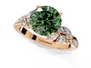 Solitaire Engagement Ring Setting for Fancy Green Round Cut Center with Marquise Accent Twist Band and Prong Head in Rose Gold