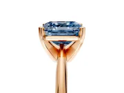Solitaire Engagement Ring Setting for Fancy Blue Asscher Cut Center with Knife Ridge Band and Claw Prong Head in Rose Gold