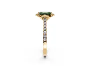Floral Engagement Ring Setting for Fancy Green Emerald Cut Center with Pave Band and Floral Prong Head in Yellow Gold