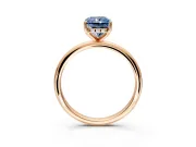 Hidden Halo Engagement Ring Setting for Fancy Blue Radiant Cut Center with Thin Round-Wire Band and Prong Head in Rose Gold