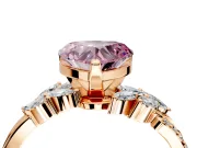 Solitaire Engagement Ring Setting for Fancy Pink Heart-Shaped Center with Marquise Accent Twist Band and Prong Head in Rose Gold