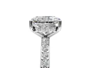 Solitaire Engagement Ring Setting for Radiant Cut Center with Fine Pave Band and Prong Head in Sterling Silver