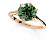 Solitaire Engagement Ring Setting for Fancy Green Round Cut Center with Cathedral Band and Prong Head in Rose Gold