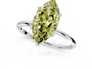 Solitaire Engagement Ring Setting for Fancy Yellow Marquise Center with Straight Thin Band and Prong Head in White Gold