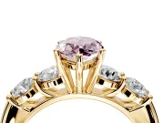 5 Stone Engagement Ring Setting for Fancy Pink Marquise Center with Graduated Accents and Prong Head in Yellow Gold