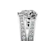 Split Shank Engagement Ring Setting for Heart-Shaped Center with Pave Split Shank and Prong Head in Platinum